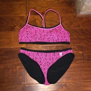 Pink and Black Bikini Set